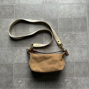 Suede Leatherware Tan Coach Mini Bag Cross Body Strap